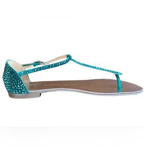 Giuseppe Zanotti Teal Sparkle Sandals